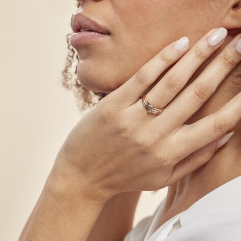 Bague Superposition Or Tricolore Diamant - Bagues avec pierre Femme | Histoire d’Or