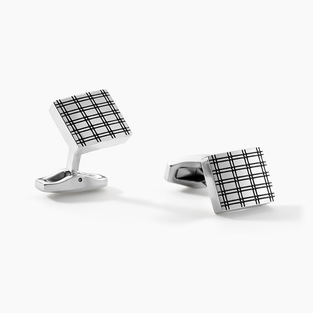 Boutons De Manchettes Jourdan Athos Acier Argent&eacute; - Boutons de manchette Homme | Histoire d&rsquo;Or