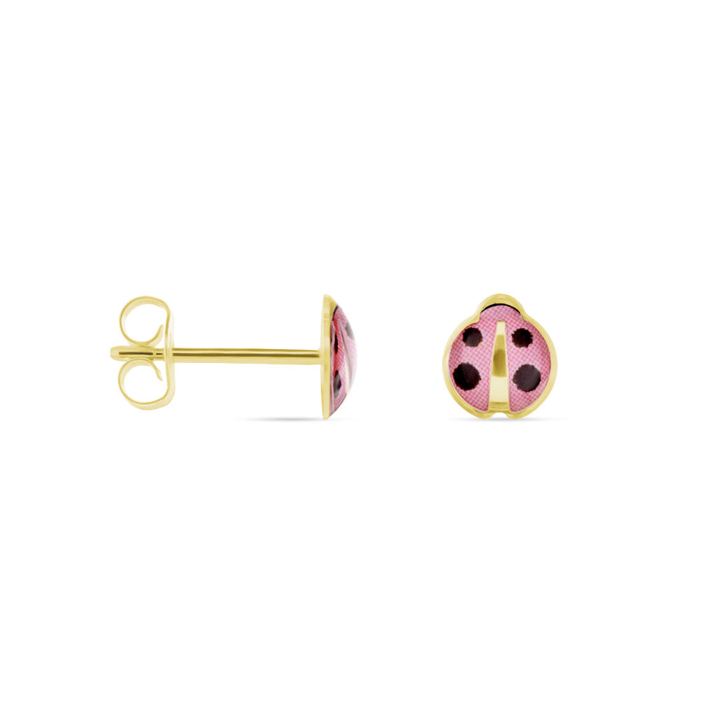 Boucles D'oreilles Puces Helidie Coccinelle Or Jaune - Clous d'oreilles Enfant | Histoire d’Or