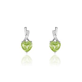 Boucles D'oreilles Puces Or Blanc Clothilde Péridot - Clous d'oreilles Femme | Histoire d’Or