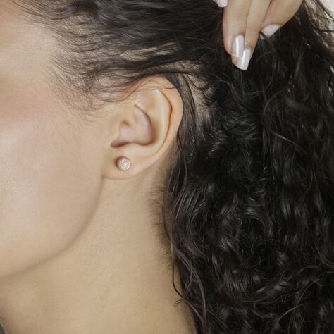 Boucles D'oreilles Puces Fidelia Boule Sablee Or Rose - Clous d'oreilles Femme | Histoire d’Or