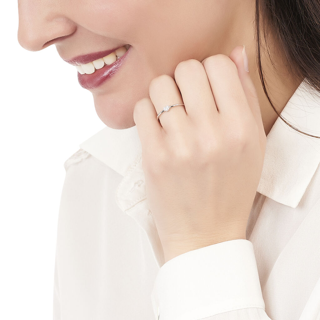 Bague Accumulation Coeur Argent Blanc Oxyde De Zirconium - Bagues Coeur Femme | Histoire d’Or