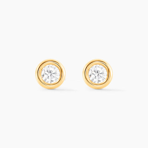Boucles D'oreilles Puces Eden Serti Pneu Or Jaune Oxyde De Zirconium - Clous d'oreilles Femme | Histoire d’Or