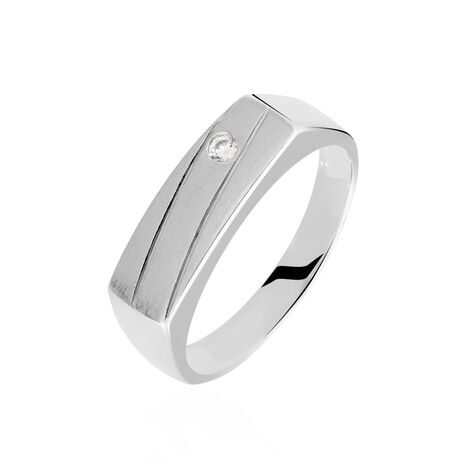Chevalière Michel Argent Blanc Oxyde De Zirconium - Chevalières Homme | Histoire d’Or
