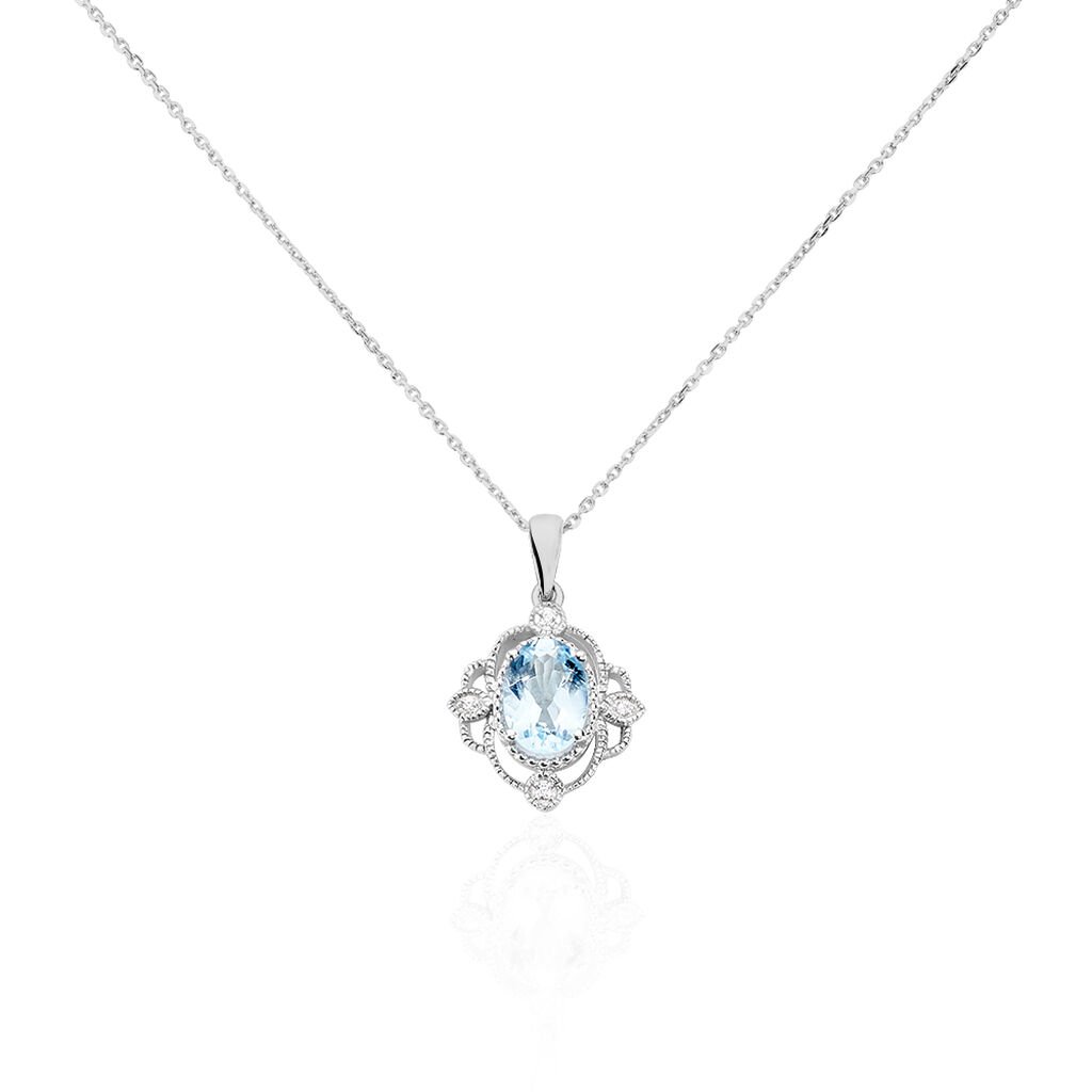 Collier Amance Or Blanc Topaze Et Oxyde De Zirconium - Colliers Femme | Histoire d’Or