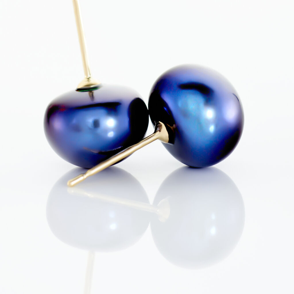 Boucles D'oreilles Puces Micaelle Teintees Or Jaune Perle De Culture - Clous d'oreilles Femme | Histoire d’Or