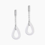 Boucles D'oreilles Pendantes Peer Argent Blanc Oxyde De Zirconium - Boucles d'oreilles fantaisie Femme | Histoire d&rsquo;Or
