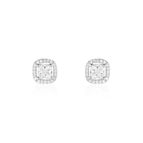 Boucles D'oreilles Puces Adrienne Or Blanc Oxyde De Zirconium - Clous d'oreilles Femme | Histoire d’Or