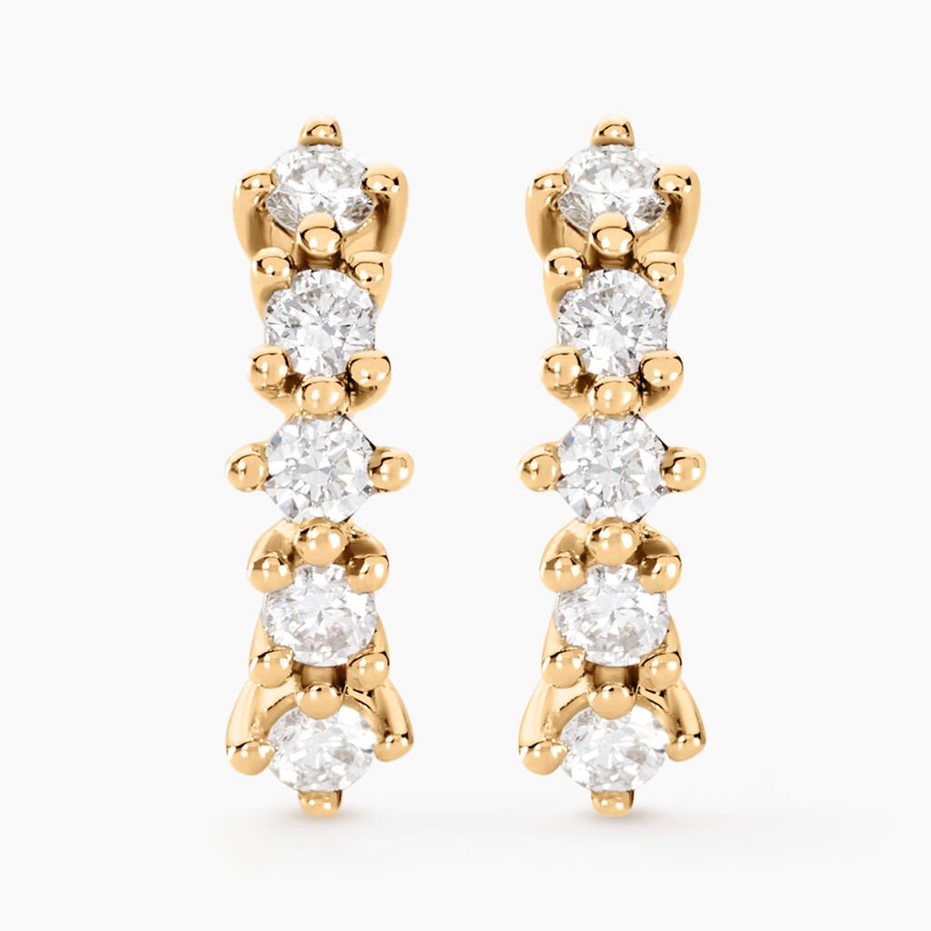 Boucles D'oreilles Puces Matleena Or Jaune Diamant Synth&eacute;tique - Clous d'oreilles Femme | Histoire d&rsquo;Or