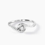 Bague Vrille Accompagnee Or Blanc Diamant - Bagues solitaires Femme | Histoire d&rsquo;Or