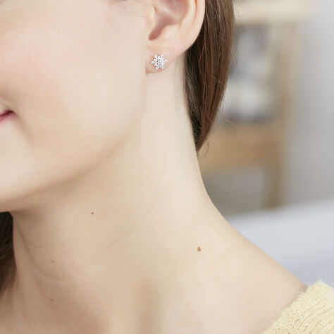 Boucles D'oreilles Puces Cyriac Argent Blanc Oxyde De Zirconium - Boucles d'oreilles fantaisie Femme | Histoire d’Or