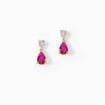 Boucles D'Oreilles Puces Porfirio Or Jaune Rubis Diamant - Clous d'oreilles Femme | Histoire d&rsquo;Or