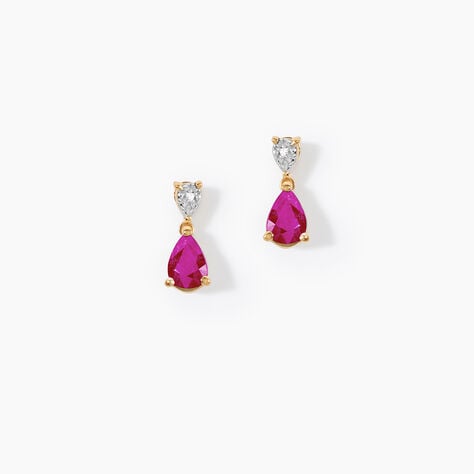 Boucles D'Oreilles Puces Porfirio Or Jaune Rubis Diamant - Clous d'oreilles Femme | Histoire d&rsquo;Or