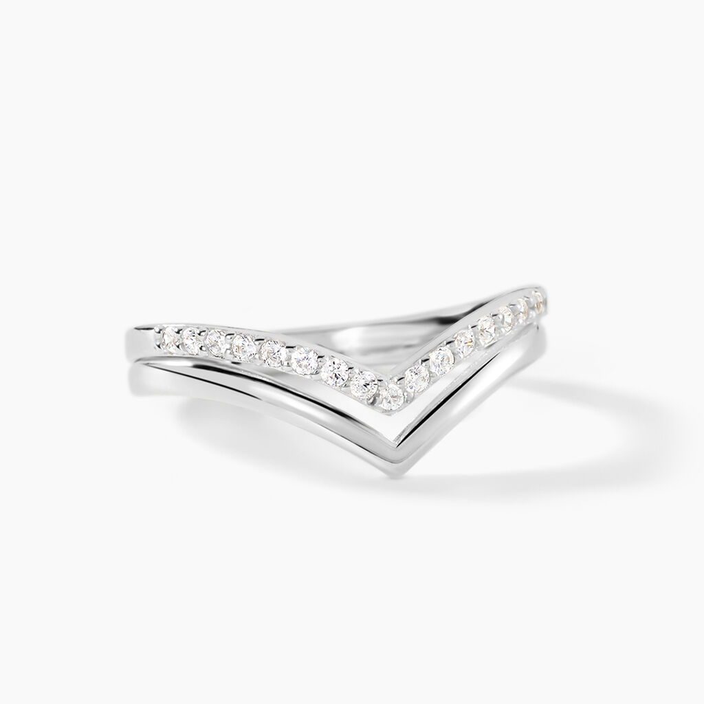 Bague Aile De Mouette Argent Blanc Oxyde De Zirconium - Bagues avec pierre Femme | Histoire d&rsquo;Or