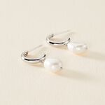 Cr&eacute;oles Petia Argent Blanc Perle De Culture - Boucles d'oreilles cr&eacute;oles Femme | Histoire d&rsquo;Or