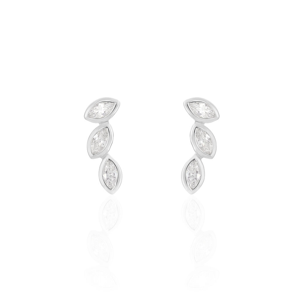 Boucles D'oreilles Grimpantes Elohane Argent Blanc Oxyde De Zirconium - Boucles d'oreilles fantaisie Femme | Histoire d&rsquo;Or