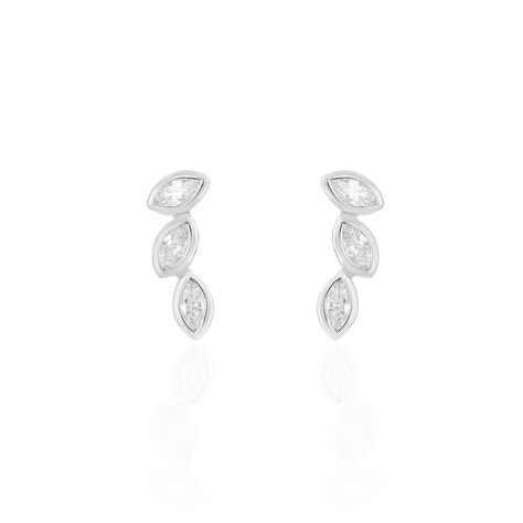 Boucles D'oreilles Grimpantes Elohane Argent Blanc Oxyde De Zirconium - Boucles d'oreilles fantaisie Femme | Histoire d&rsquo;Or