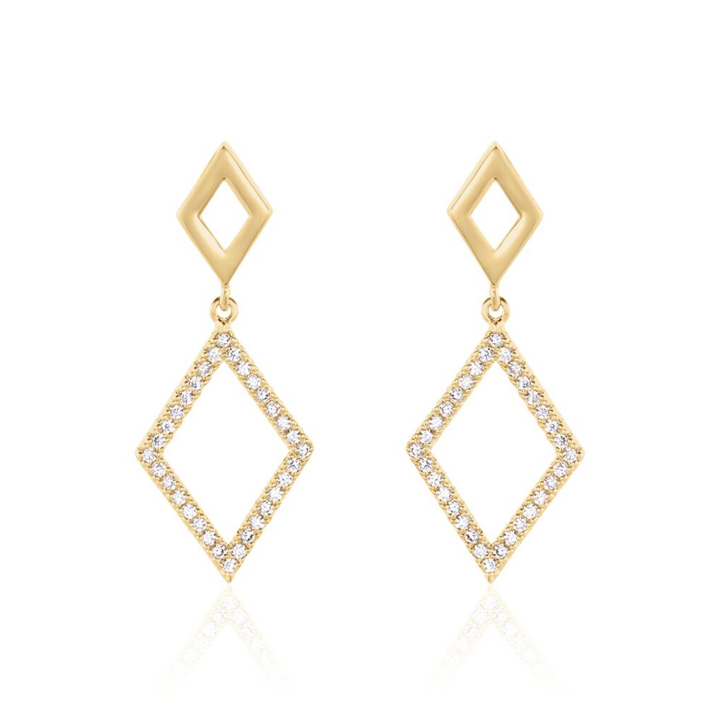 Boucles D'oreilles Brody Plaqué Or Jaune Oxydes De Zirconium - Boucles d'oreilles fantaisie Femme | Histoire d’Or