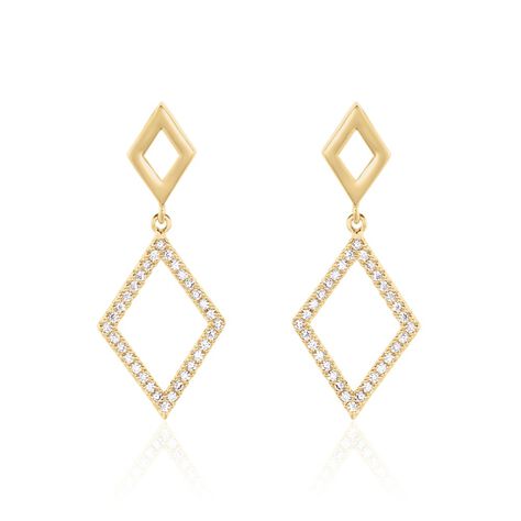 Boucles D'oreilles Brody Plaqué Or Jaune Oxydes De Zirconium - Boucles d'oreilles fantaisie Femme | Histoire d’Or