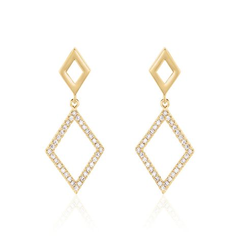 Boucles D'oreilles Brody Plaqué Or Jaune Oxydes De Zirconium - Boucles d'oreilles fantaisie Femme | Histoire d’Or