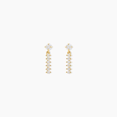 Boucles D'oreilles Pendantes Barakat Or Jaune Oxyde De Zirconium - Boucles d'oreilles pendantes Femme | Histoire d&rsquo;Or
