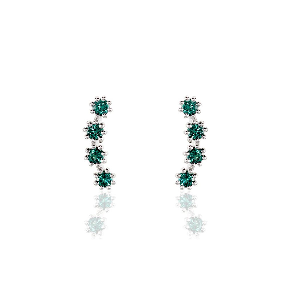 Boucles D'oreilles Puces Karrie Argent Blanc Oxyde De Zirconium - Boucles d'oreilles fantaisie Femme | Histoire d’Or