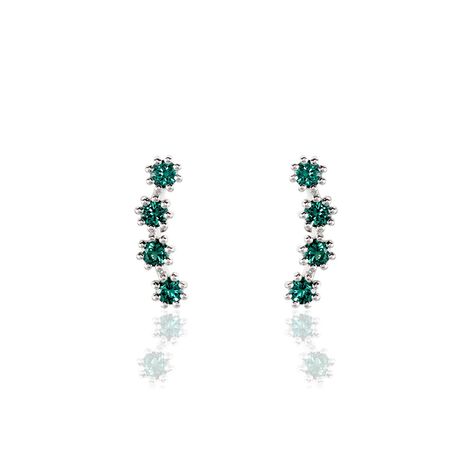 Boucles D'oreilles Puces Karrie Argent Blanc Oxyde De Zirconium - Boucles d'oreilles fantaisie Femme | Histoire d’Or