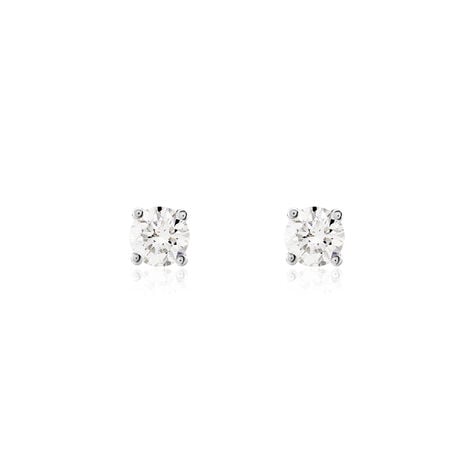 Boucles D'oreilles Puces Victoria Platine Blanc Diamant - Clous d'oreilles Famille | Histoire d’Or