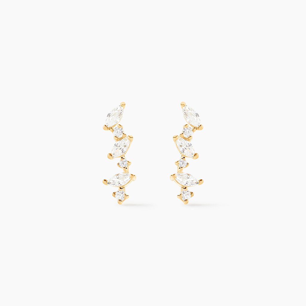 Boucles D'oreilles Puces Or Jaune Fortunella Oxydes De Zirconium - Clous d'oreilles Femme | Histoire d’Or