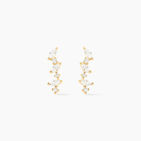 Boucles D'oreilles Puces Or Jaune Fortunella Oxydes De Zirconium - Clous d'oreilles Femme | Histoire d’Or
