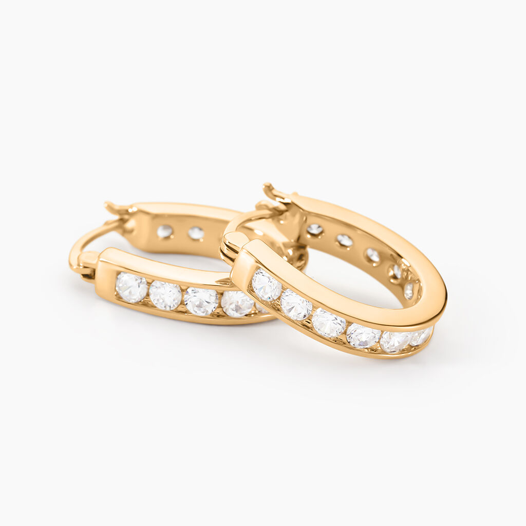 Créoles Doryne Plaqué Or Jaune Oxyde De Zirconium - Boucles d'oreilles créoles Femme | Histoire d’Or