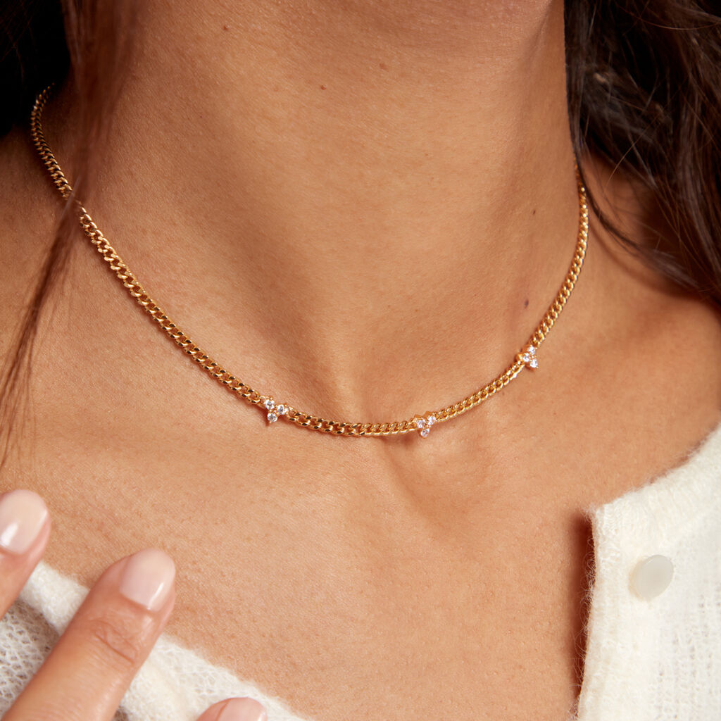 Collier Urban Flower Plaqué Or Jaune Oxyde De Zirconium - Ras de cou Femme | Histoire d’Or