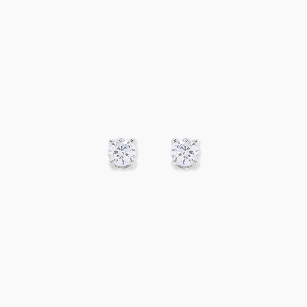 Boucles D'Oreilles Puces One Or Blanc Diamants - Clous d'oreilles Femme | Histoire d&rsquo;Or
