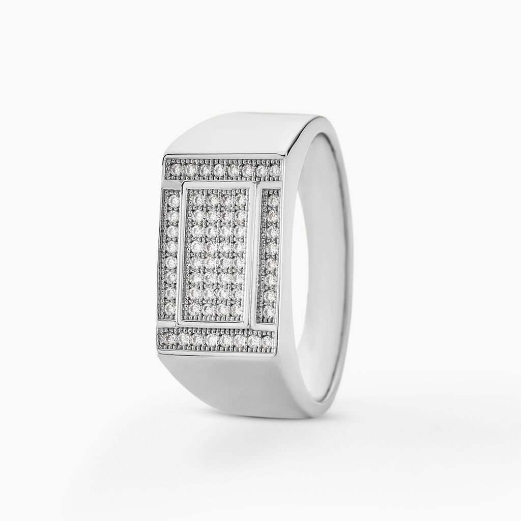 Chevalière Owena Argent Blanc Oxyde De Zirconium - Chevalières Homme | Histoire d’Or