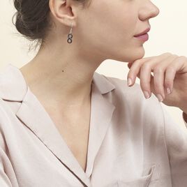 Boucles D'oreilles Pendantes Alicia Argent Blanc Céramique - Boucles d'Oreilles Infini Femme | Histoire d’Or