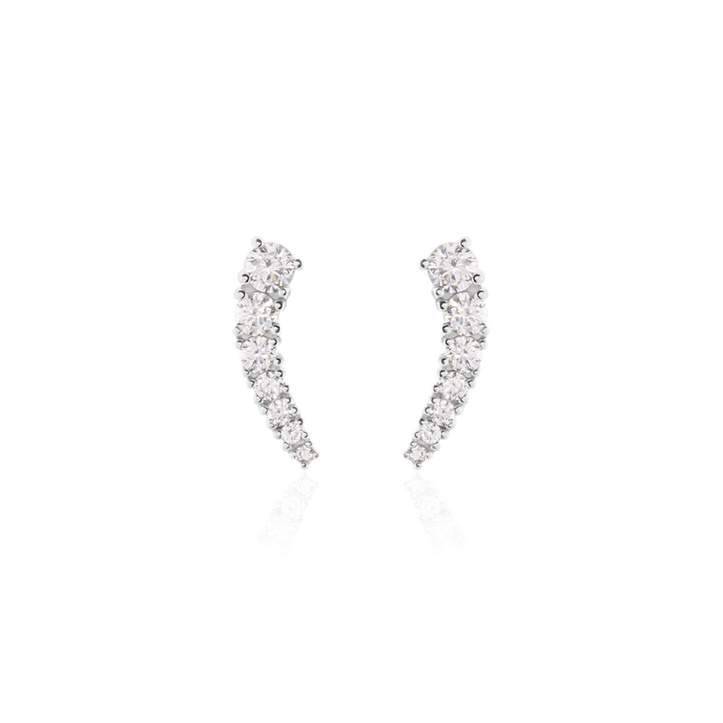 Boucles D'oreilles Grimpantes Aldrick Argent Blanc Oxyde De Zirconium - Boucles d'oreilles fantaisie Femme | Histoire d&rsquo;Or