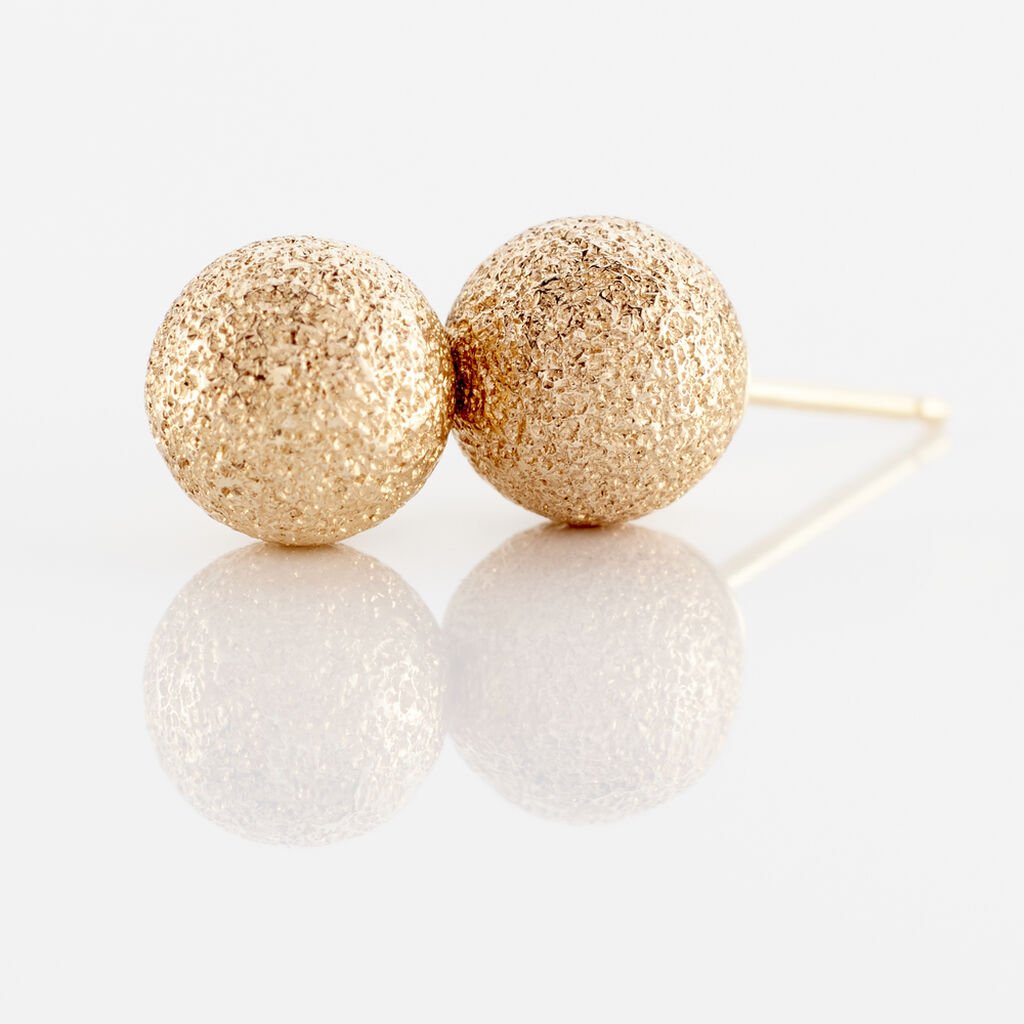Boucles D'oreilles Puces Fidelia Boule Sablee Or Jaune - Clous d'oreilles Femme | Histoire d&rsquo;Or