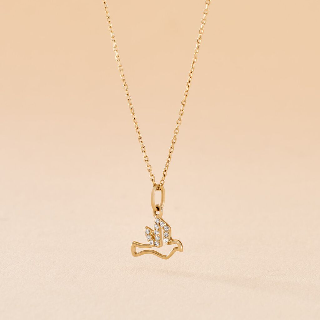 Pendentif Columnia Or Jaune Oxyde De Zirconium - Pendentifs Baptême Famille | Histoire d’Or