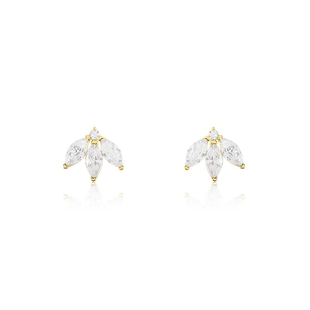 Boucles D'oreilles Puces Margret Or Jaune Oxyde De Zirconium - Clous d'oreilles Femme | Histoire d’Or