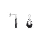 Boucles D'oreilles Pendantes H&eacute;l&eacute;ane Argent Blanc C&eacute;ramique Et Oxyde - Boucles d'oreilles fantaisie Femme | Histoire d&rsquo;Or