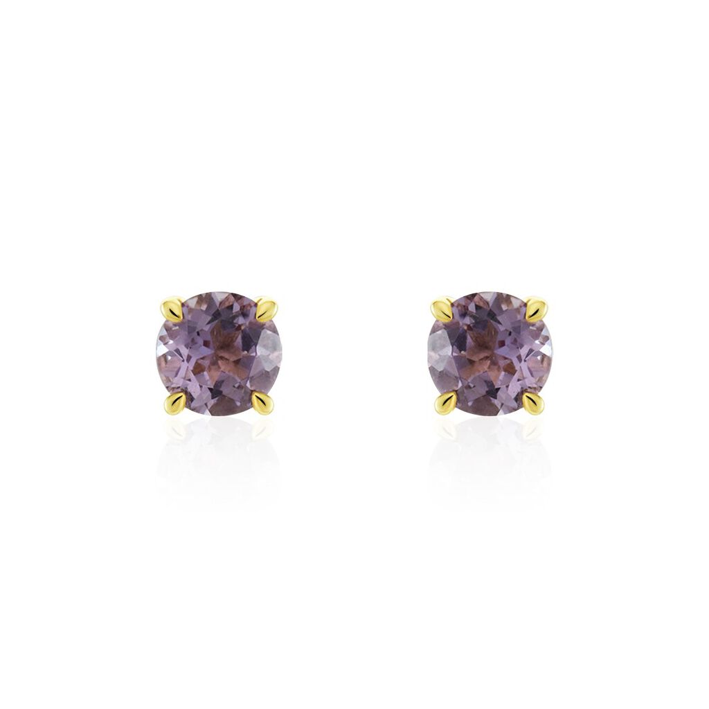 Boucles D'oreilles Puces Elea Or Jaune Amethyste Violet - Clous d'oreilles Femme | Histoire d’Or