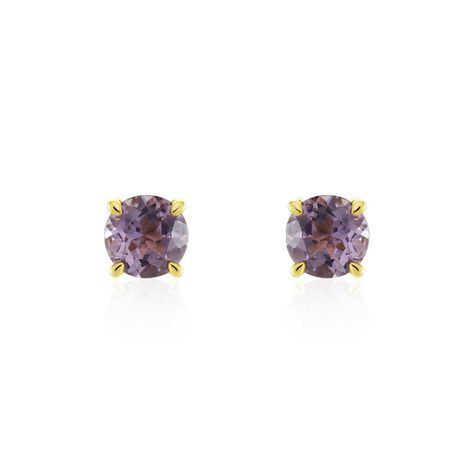 Boucles D'oreilles Puces Elea Or Jaune Amethyste Violet - Clous d'oreilles Femme | Histoire d’Or
