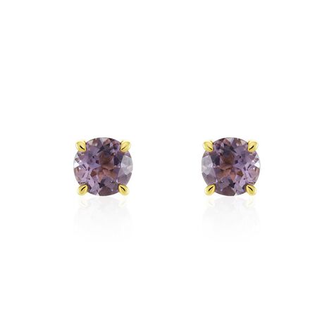 Boucles D'oreilles Puces Elea Or Jaune Amethyste Violet - Clous d'oreilles Femme | Histoire d’Or