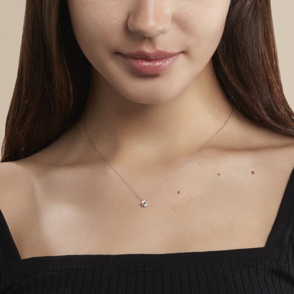 Collier Nazha Or Blanc Oxyde De Zirconium - Colliers Femme | Histoire d’Or