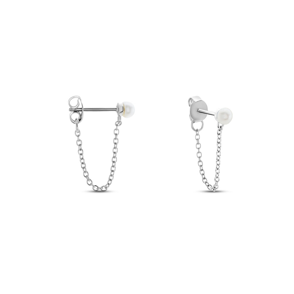 Boucles D'oreilles Pendantes Argent Blanc Leent Perles De Culture - Boucles d'oreilles fantaisie Femme | Histoire d’Or