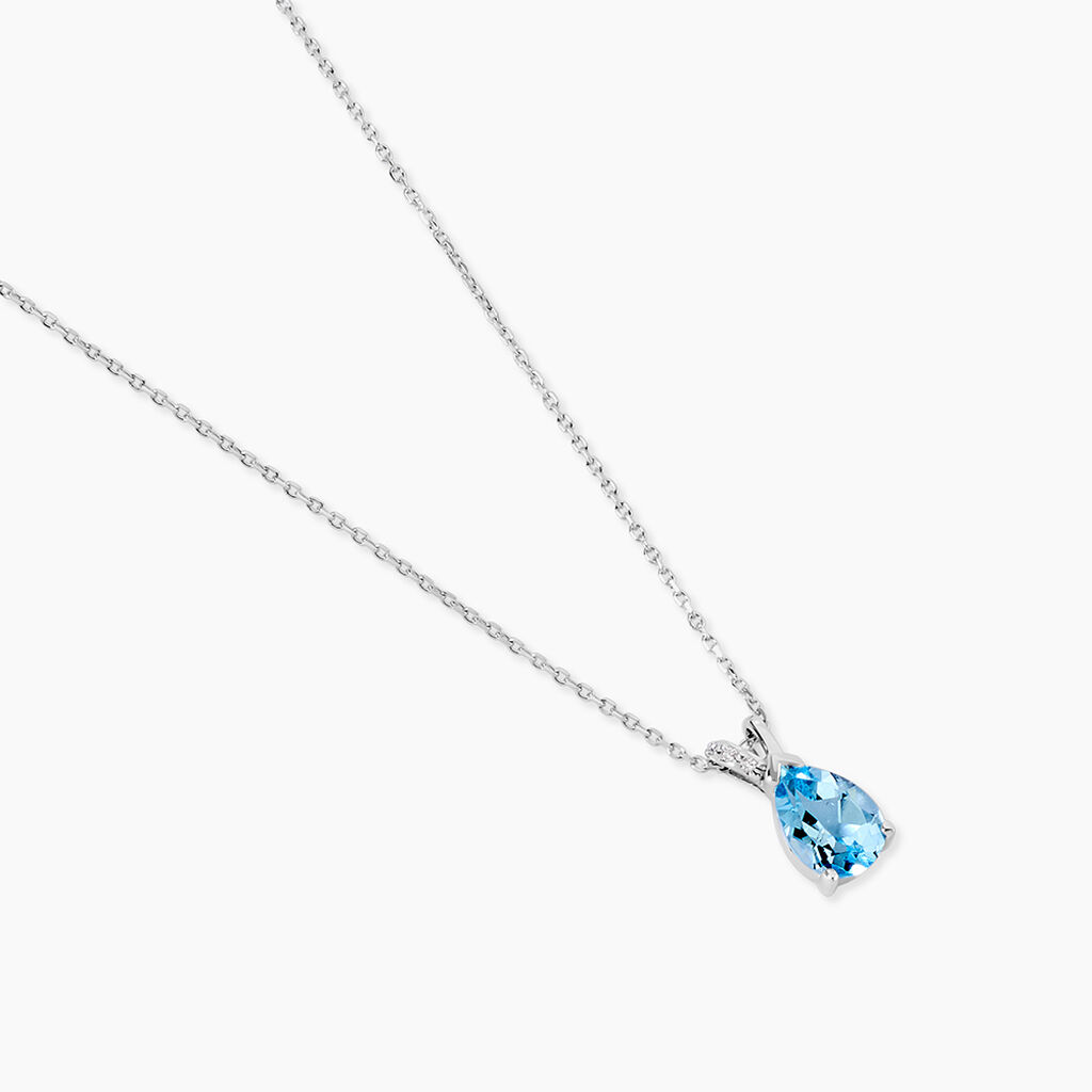 Collier Teresa Or Blanc Topaze Et Diamant - Colliers Femme | Histoire d&rsquo;Or