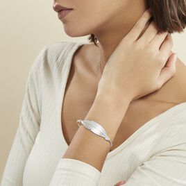 Bracelet Jonc Halya Argent Blanc - Bracelets Plume Femme | Histoire d’Or