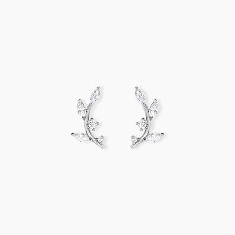 Boucles D'oreilles Puces Milda Argent Blanc Oxyde De Zirconium - Boucles d'oreilles fantaisie Femme | Histoire d&rsquo;Or