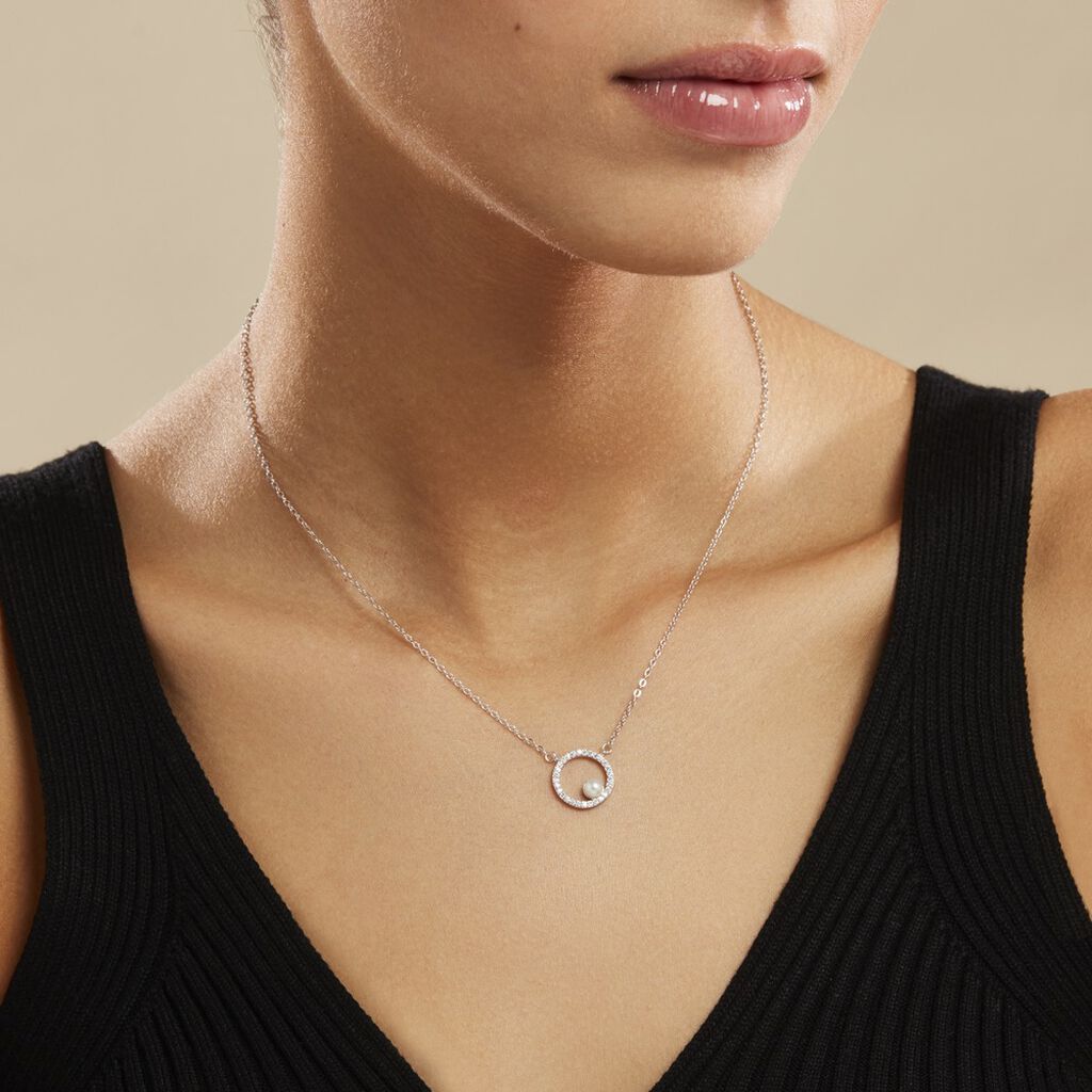 Collier Marthe Argent Blanc Perle De Culture Et Oxyde De Zirconium - Colliers fantaisie Femme | Histoire d’Or