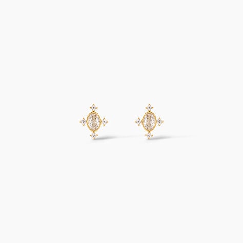 Boucles D'Oreilles Puces Nawelle Or Jaune Oxyde De Zirconium - Clous d'oreilles Femme | Histoire d&rsquo;Or